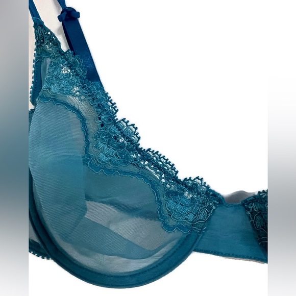 NWT Calvin Klein aqua blue sheer bra 36C, string bikini Medium AND thong, 3 pcs. - Picture 9 of 16